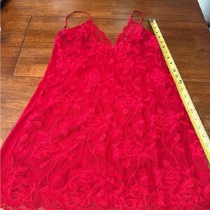 Victoria’s Secret Red Lace Lingerie Cami Nightie Size L Perfect for Valentines